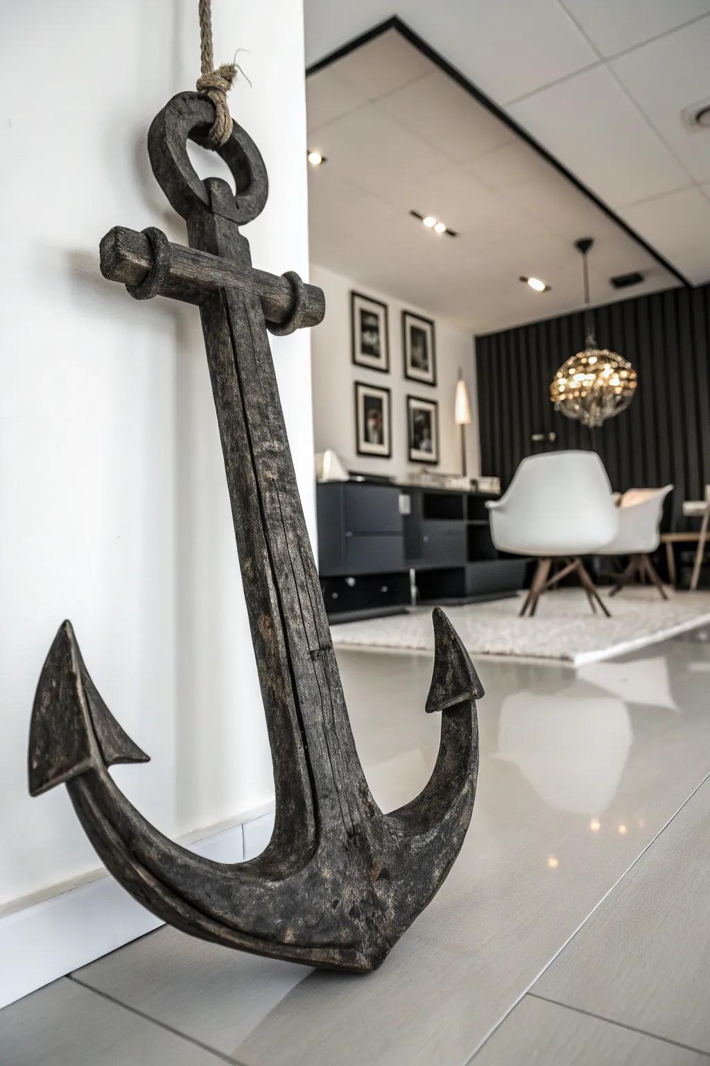 Monochrome elegance with a wooden anchor