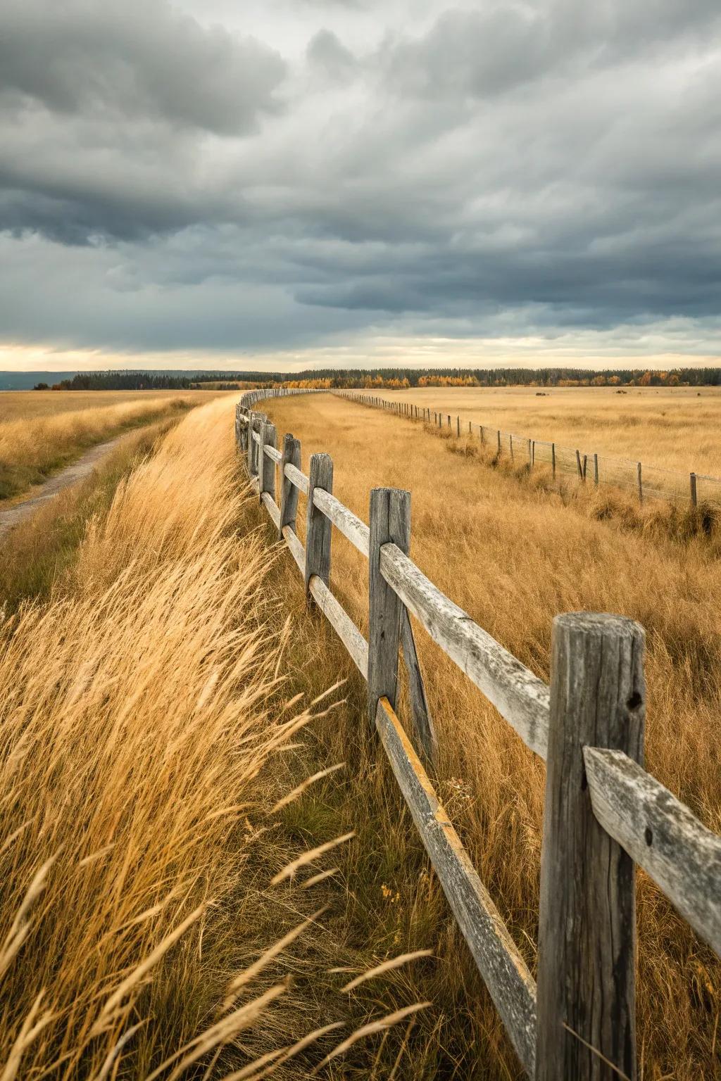 Post and rail fencing offers a classic and open boundary.