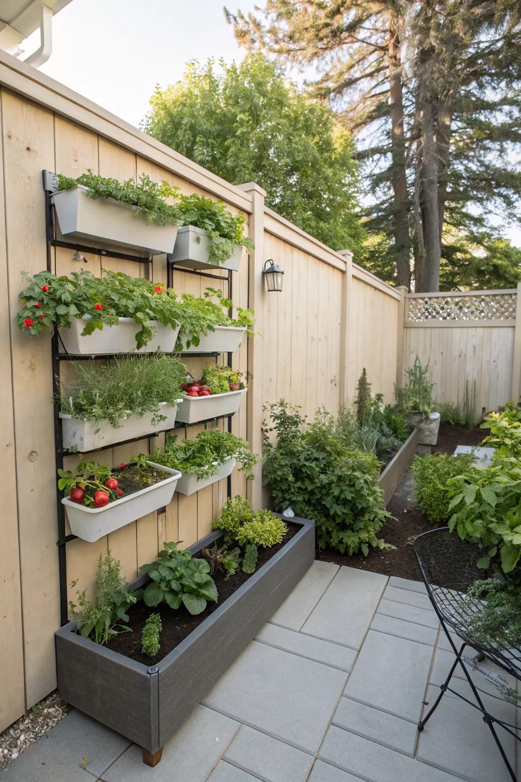 Edible wall planters make the most of vertical space.