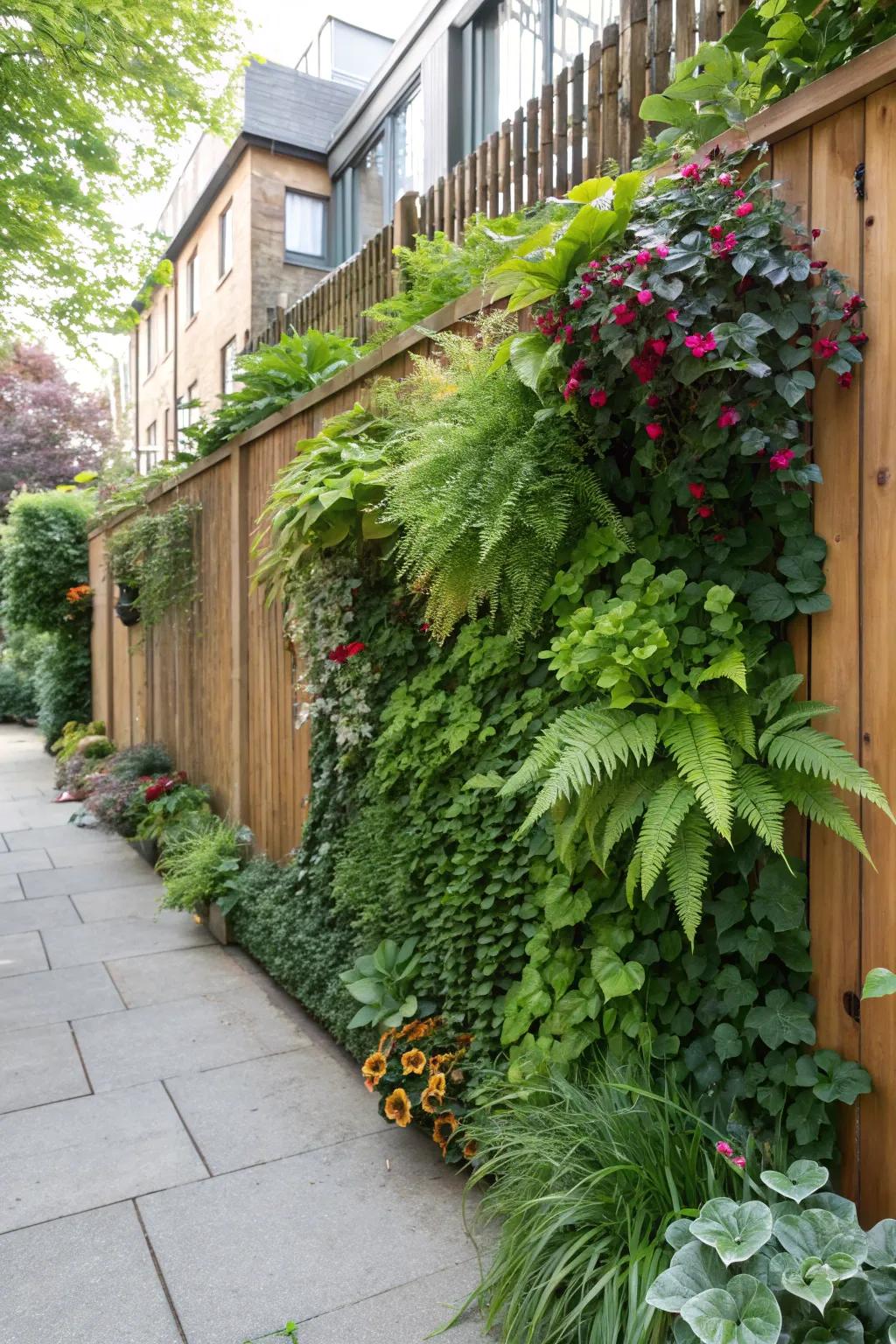 Vertical gardens maximize space and add greenery to walls.