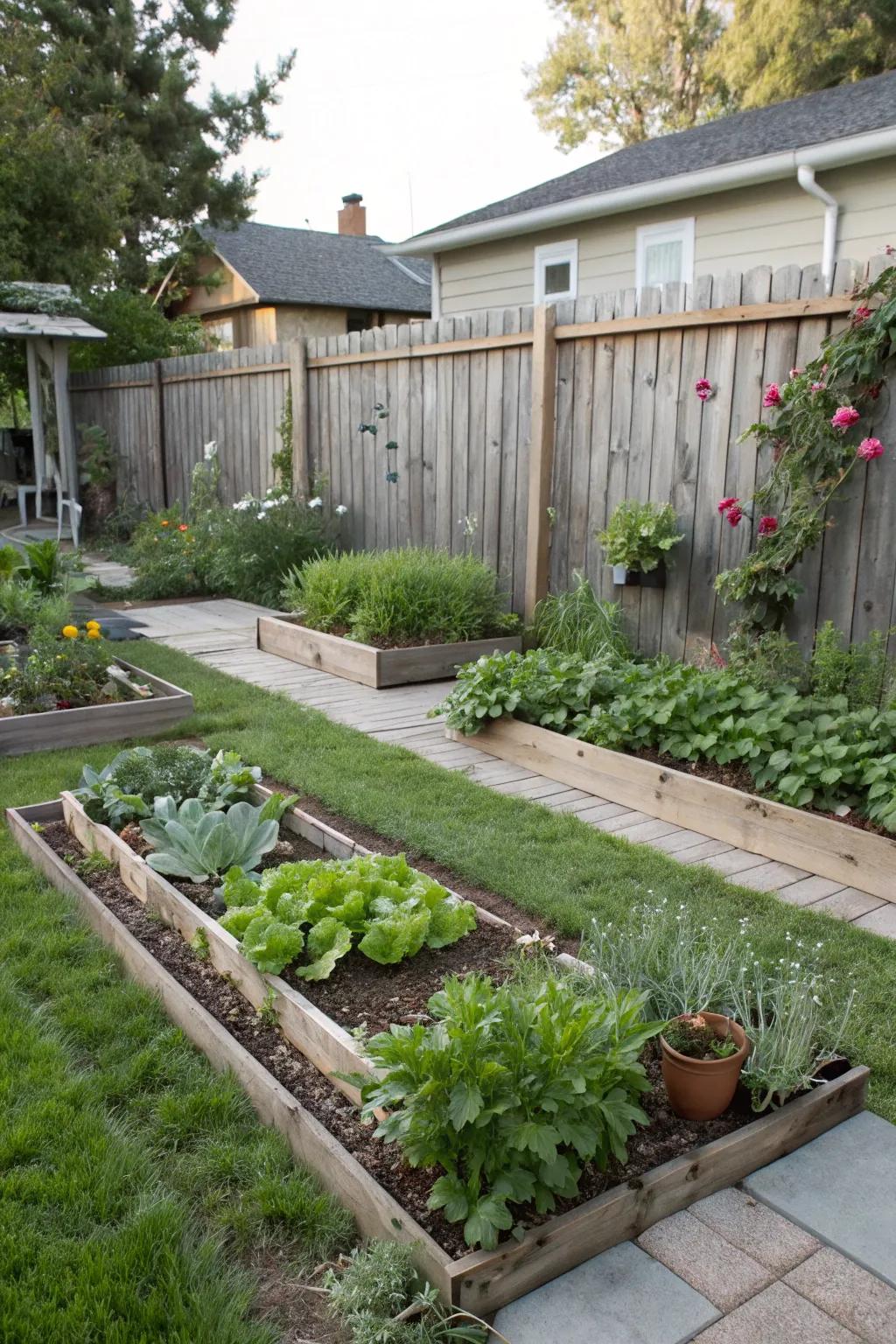 A practical and beautiful vegetable patch in the front yard.