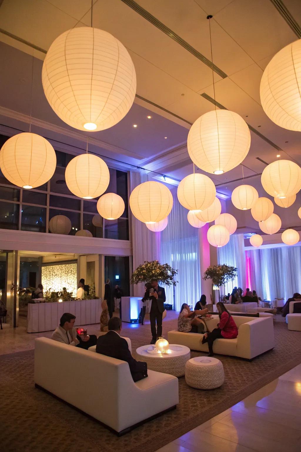 Light spheres provide a dreamlike party setting.