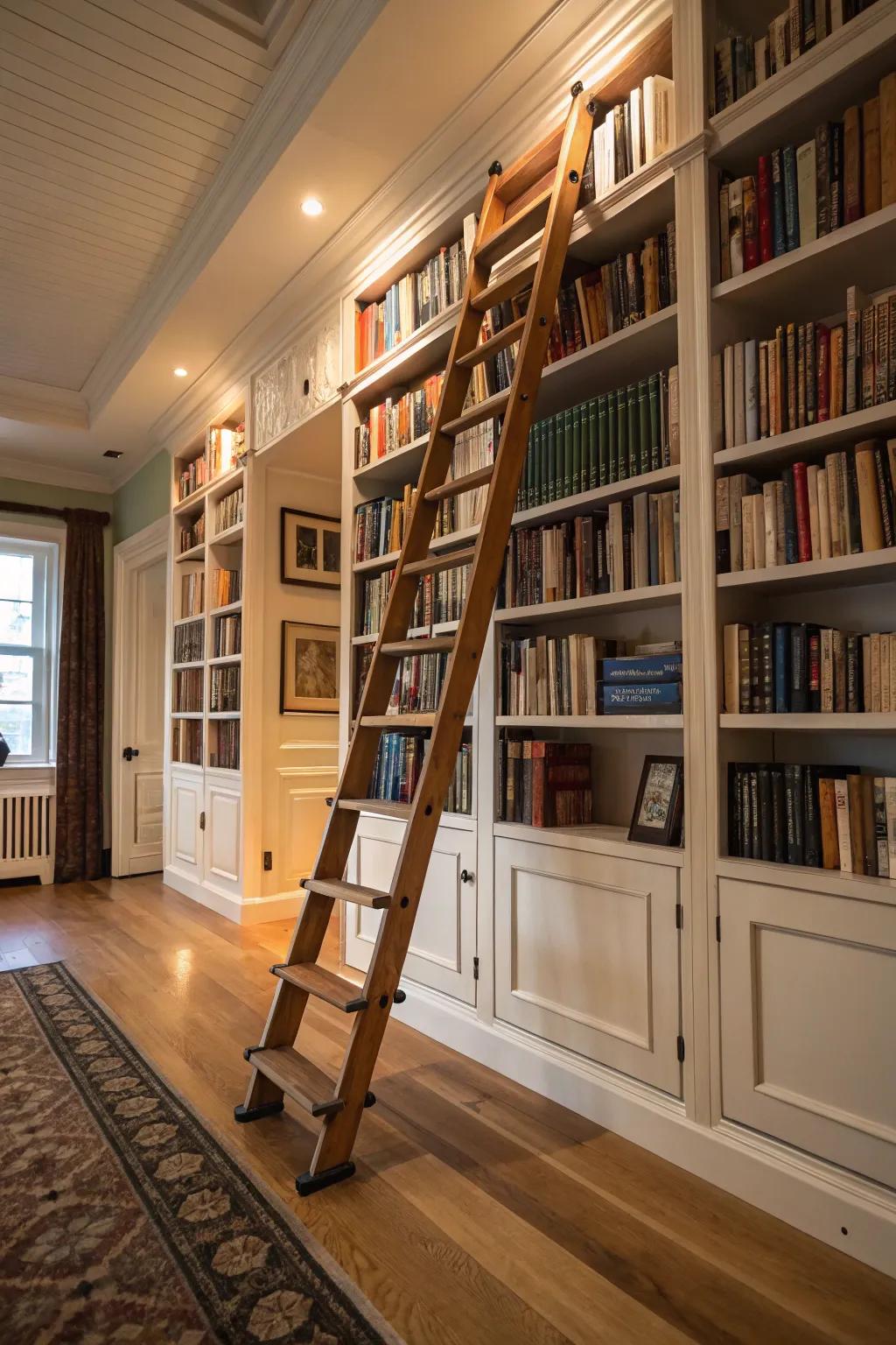 Library ladders add charm and accessibility.