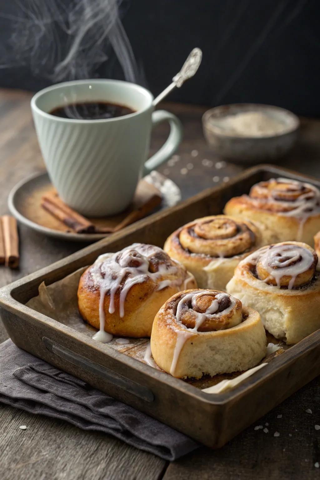 Cinnamon rolls bring a warm and comforting aroma to breakfast.