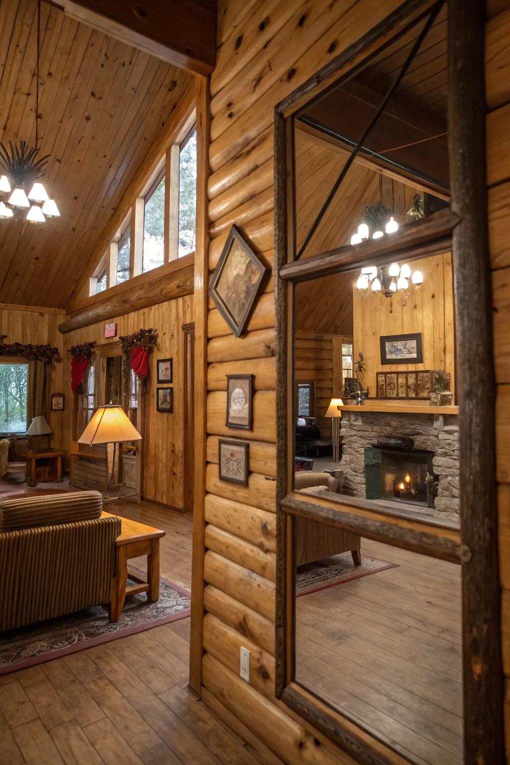 Mirrors adding depth to a cabin interior