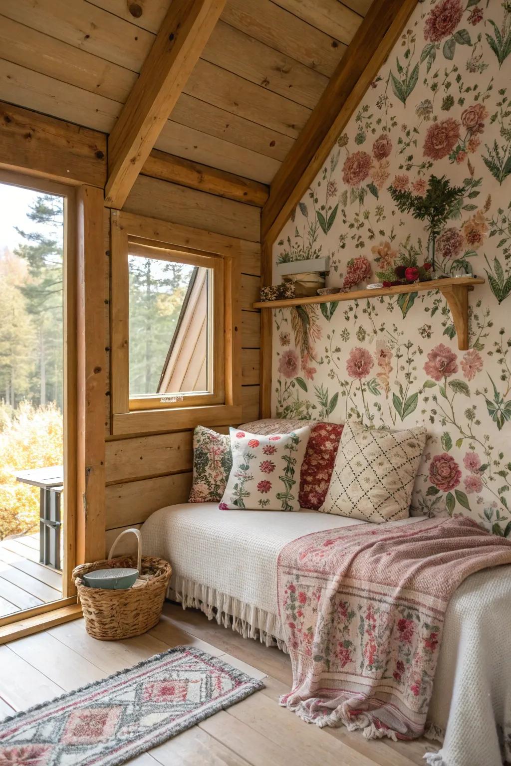 Patterns bring life and dimension to the cabin decor.