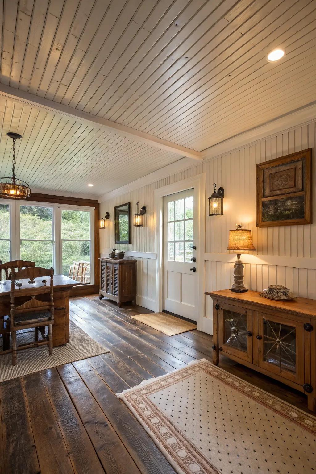 Beadboard panels add texture and charm to cottage-style spaces.