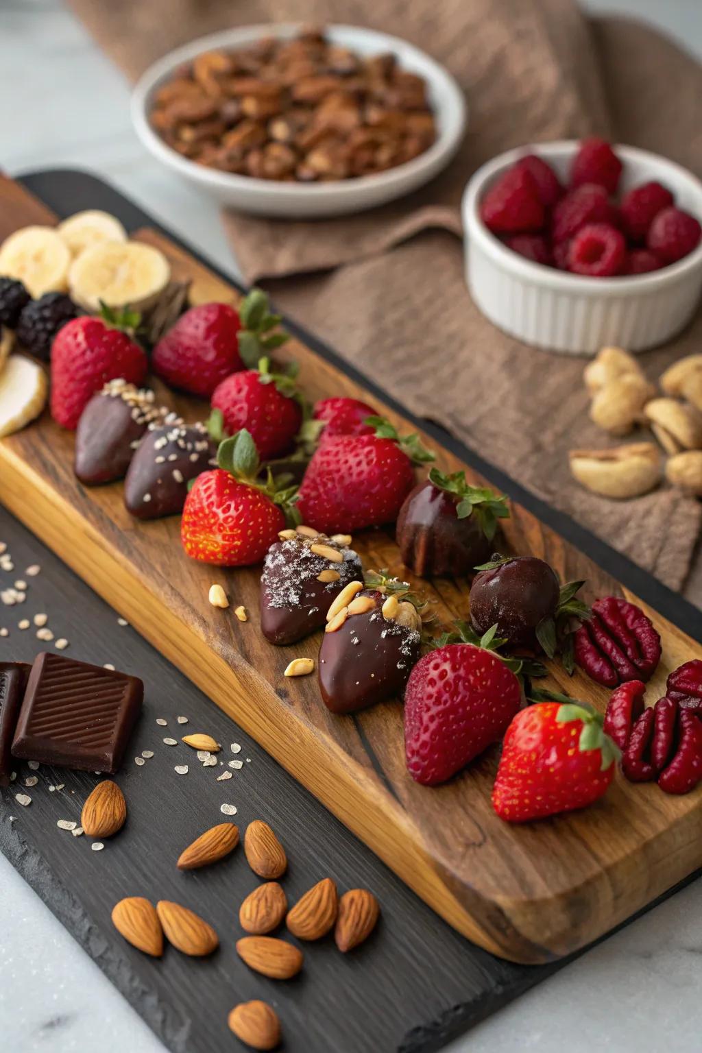 A tempting selection of chocolate-covered delicacies for tasting.