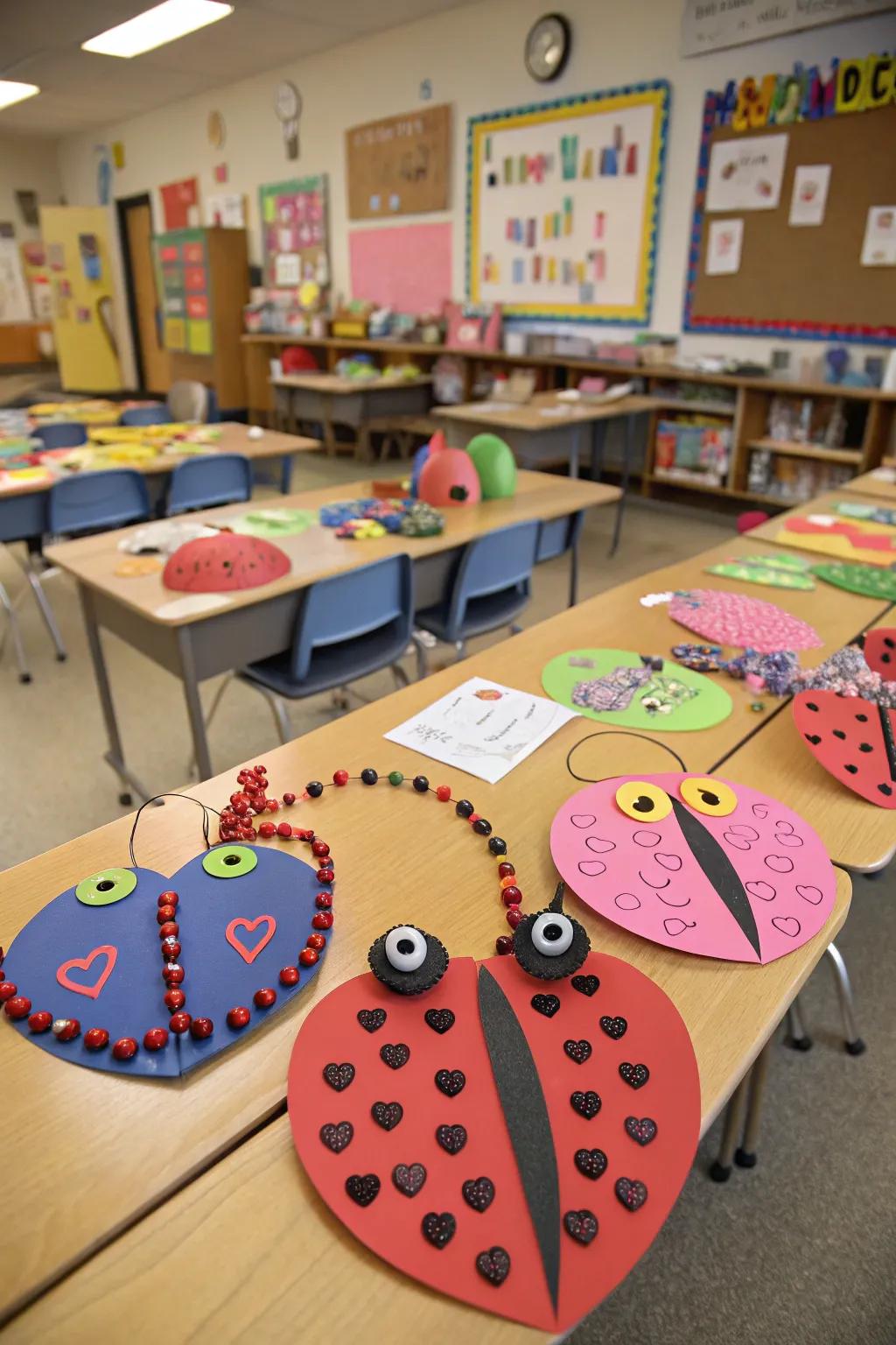 Love bug crafts adding personality and charm.