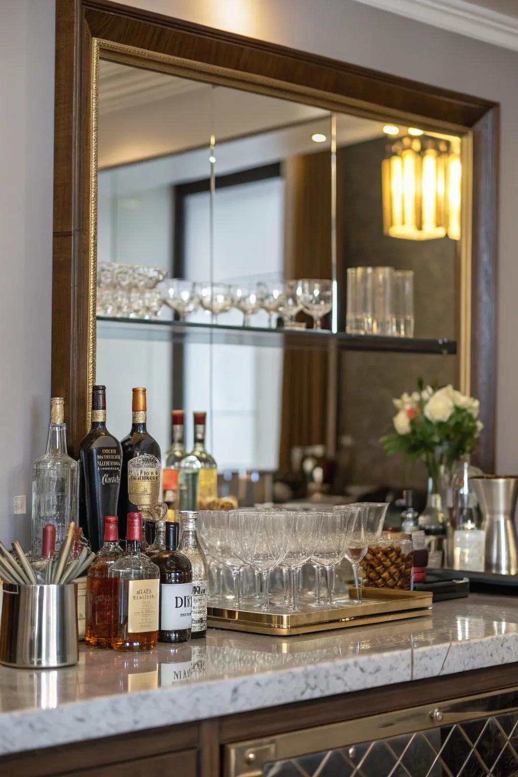 Mirrors add depth and glamour to any bar space.