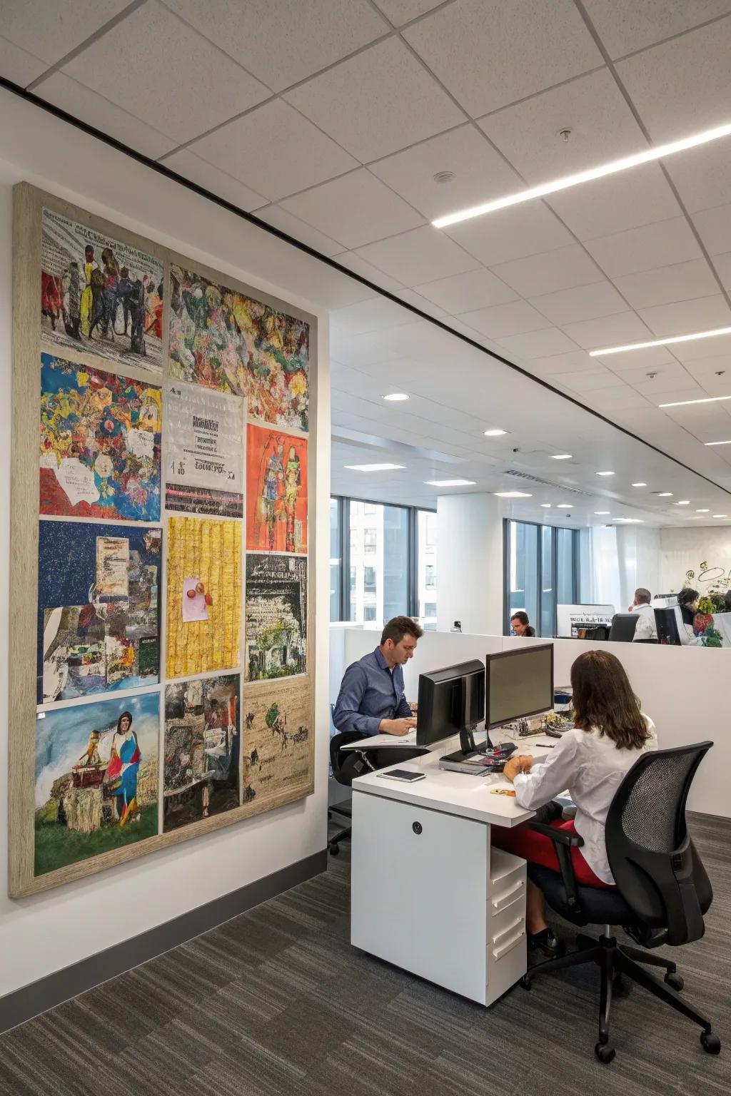 Custom art installations that personalize the office.