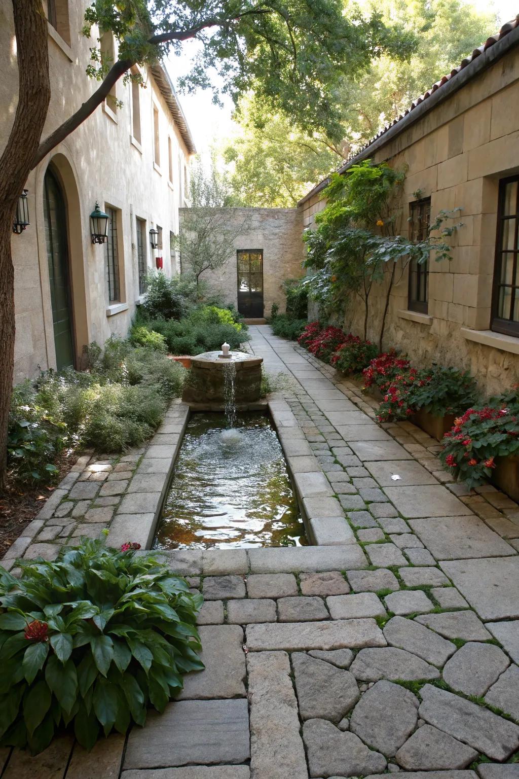 Add tranquility to your courtyard with a stylish water feature.