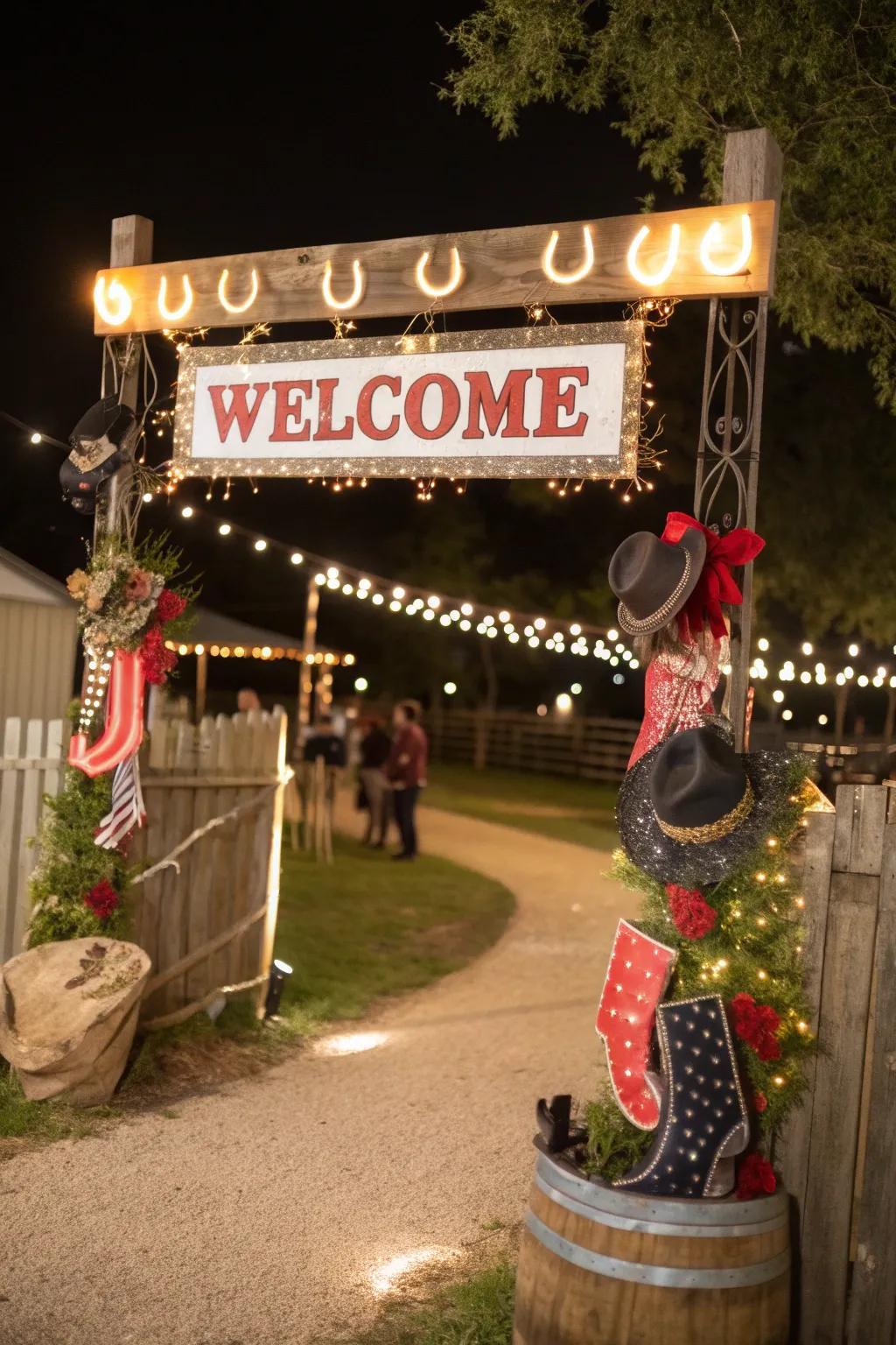 Welcome guests in style with a Western-themed entrance.