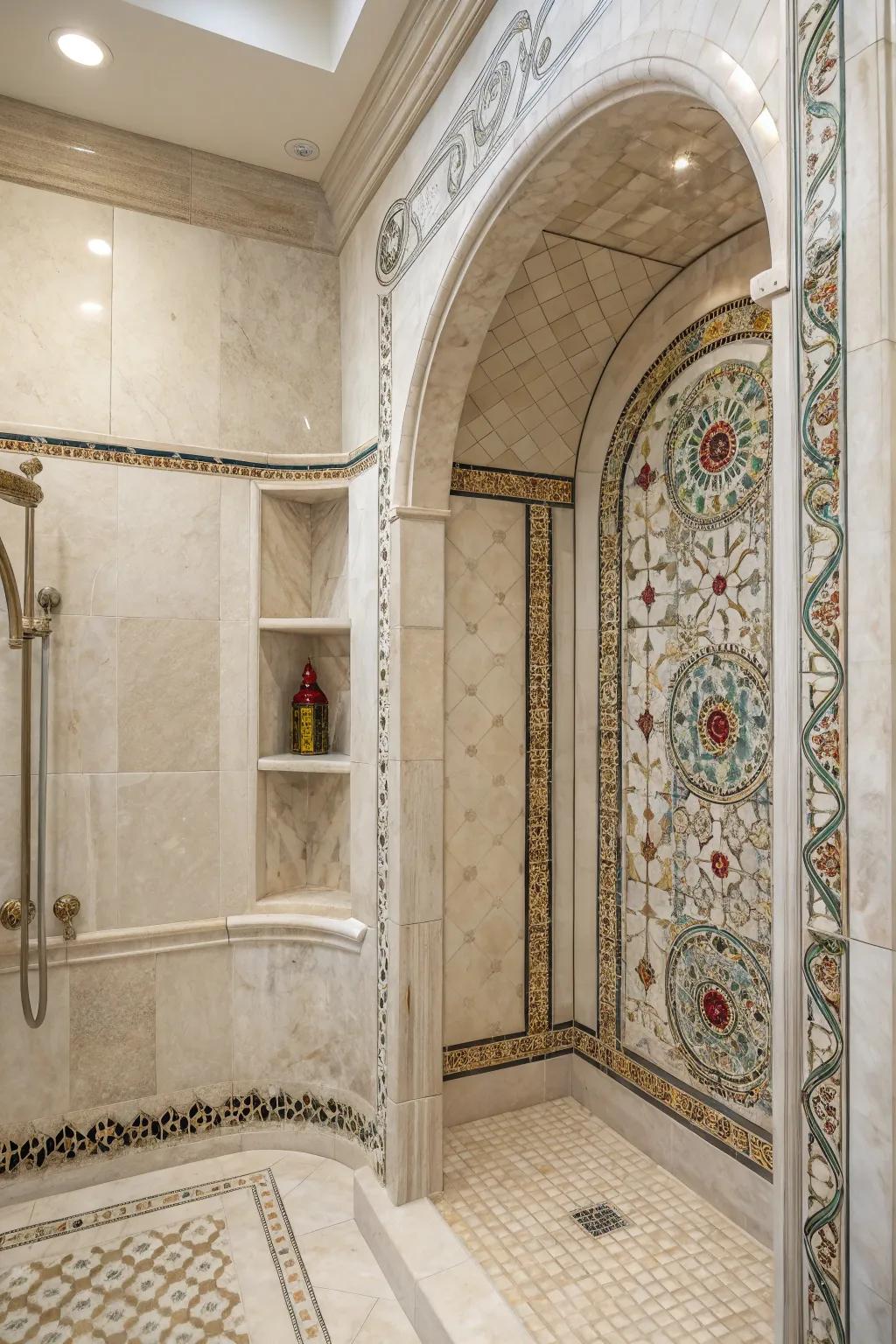 Artful details can transform cultured marble showers into works of art.