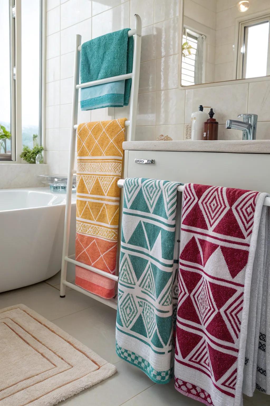 Artful towels add texture and color to your bathroom decor.