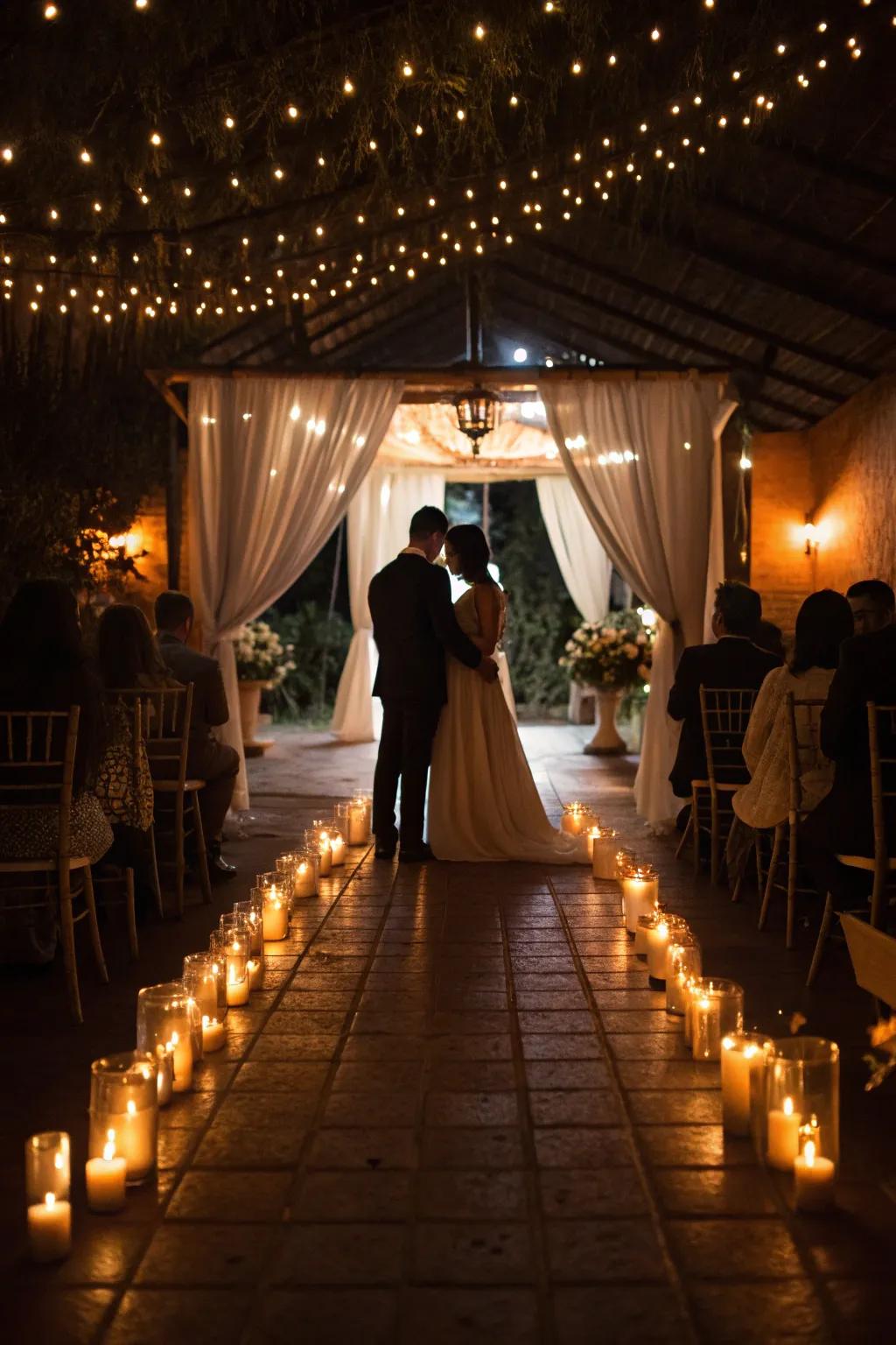 A romantic candlelit ceremony setting the perfect mood.