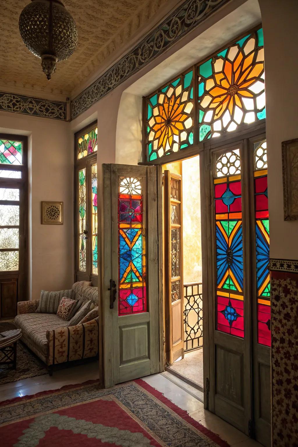 Colored glass panels bring color and personality.