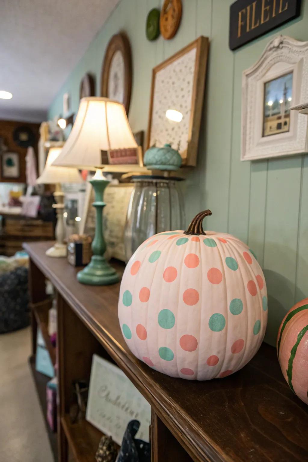 Vintage patterns on pumpkins evoke a sense of nostalgia and charm for Halloween.