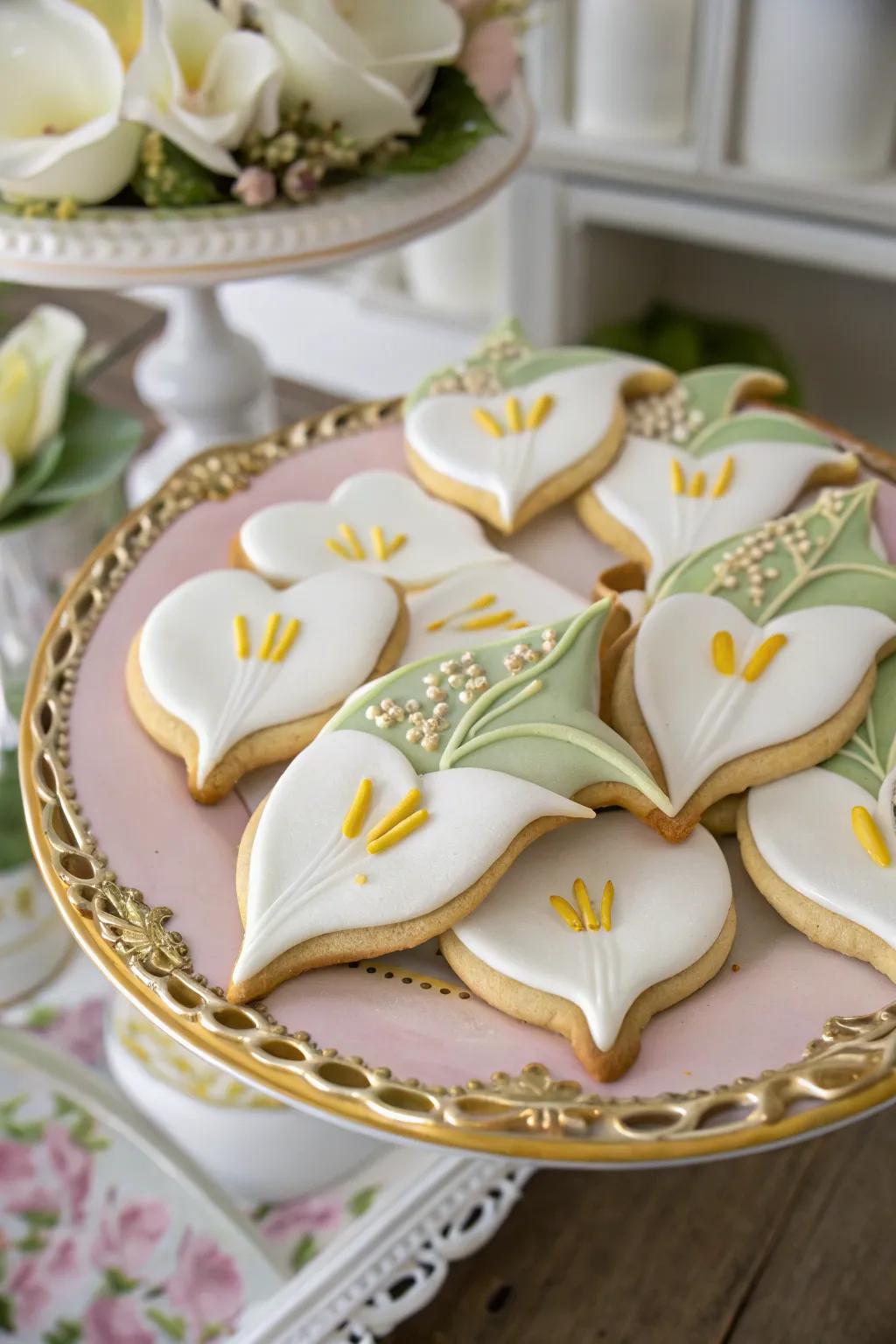 Sophisticated lily cookies for elegant occasions.