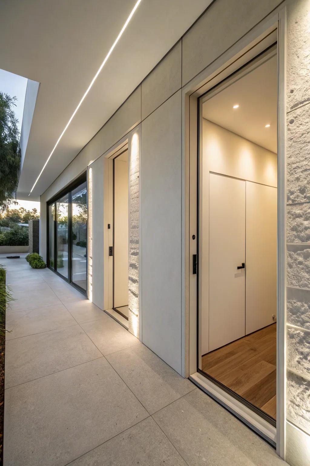 Concealed doors offer hidden storage for a sleek look.