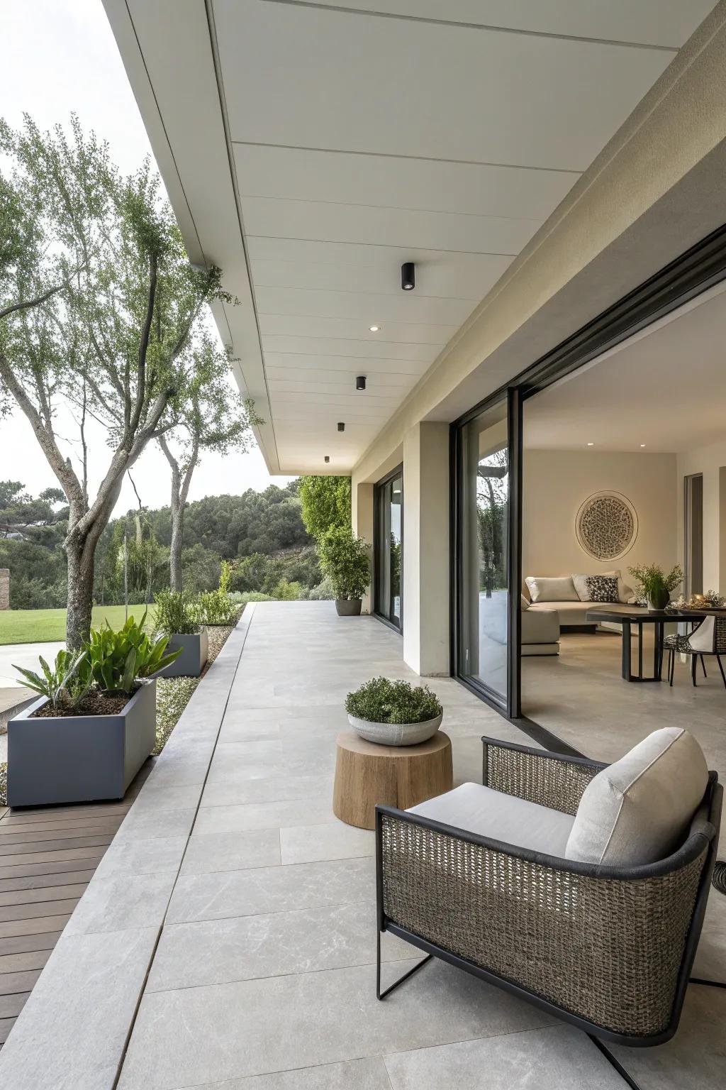 Embrace modern minimalism for a sleek patio extension.