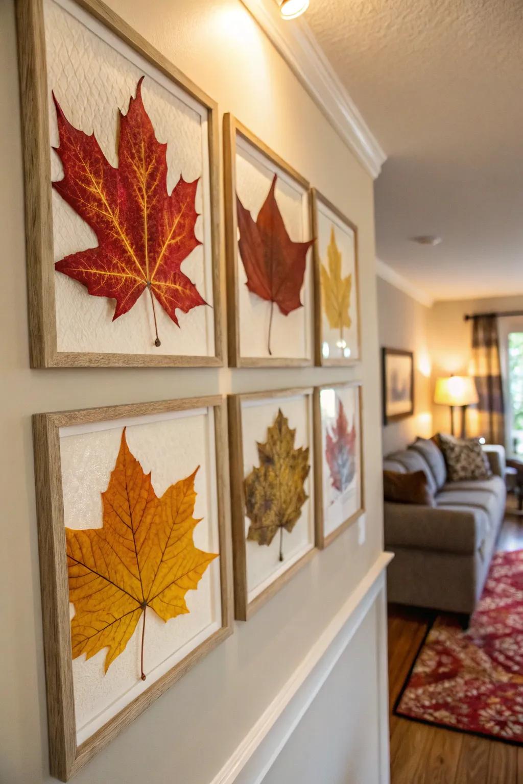 Leaf wall art offers a creative and personal touch to fall decor.