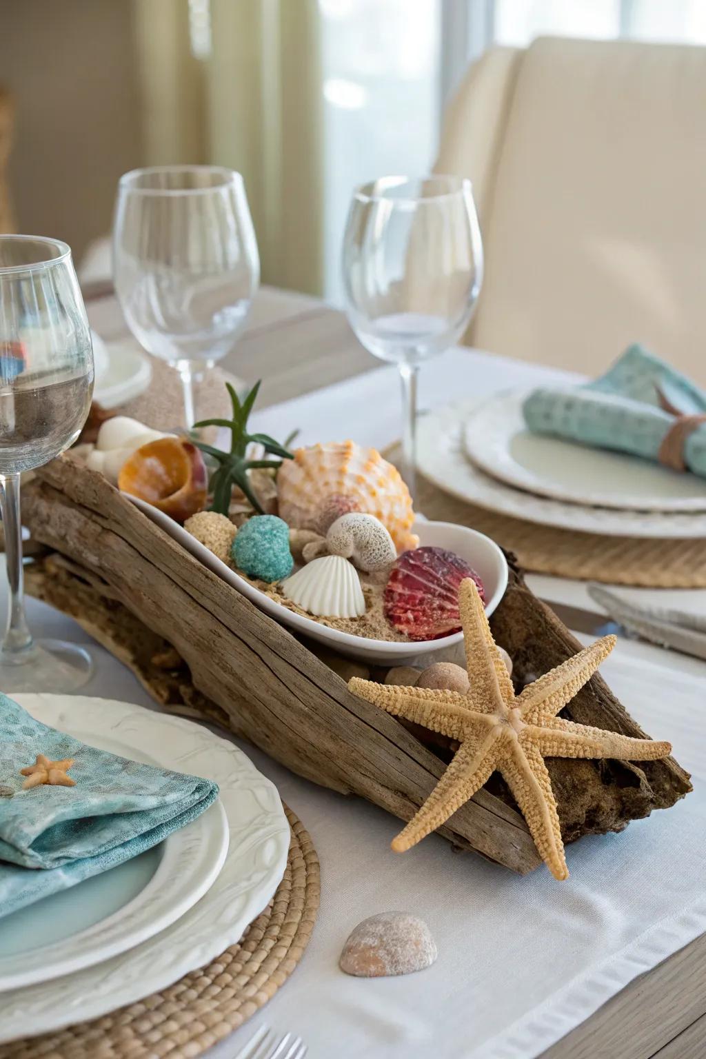 Marine-inspired centerpieces bring the ocean to your table.