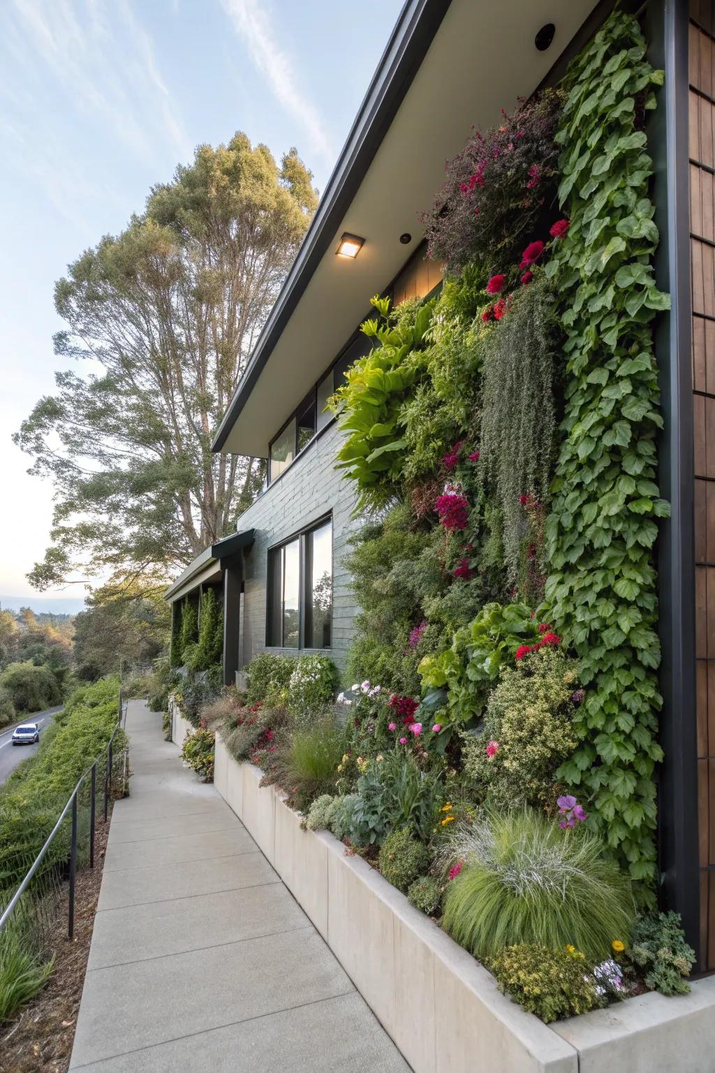 A vertical garden brings nature to your home's exterior.