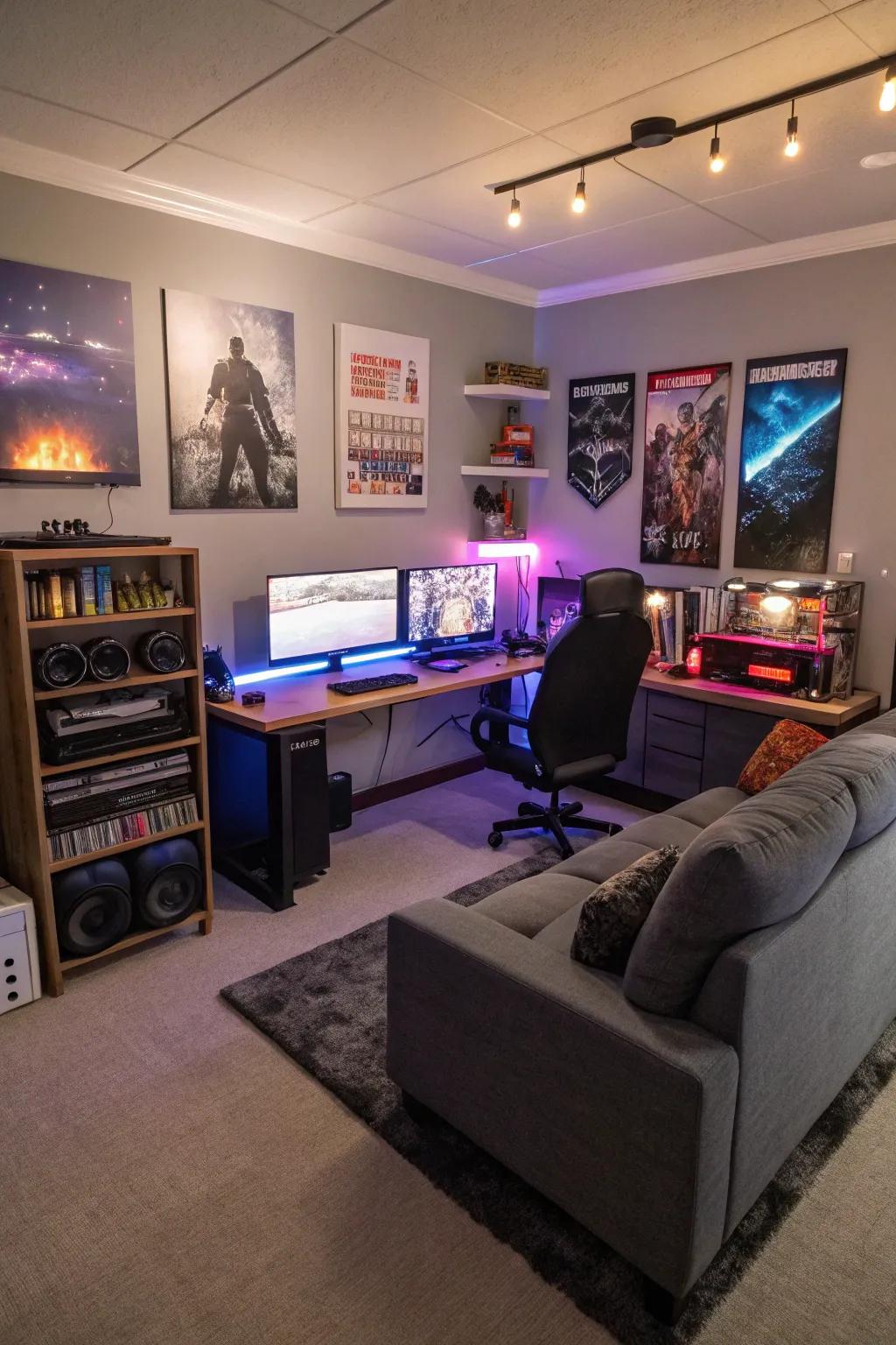 A multi-functional space offers versatility for gaming and work.