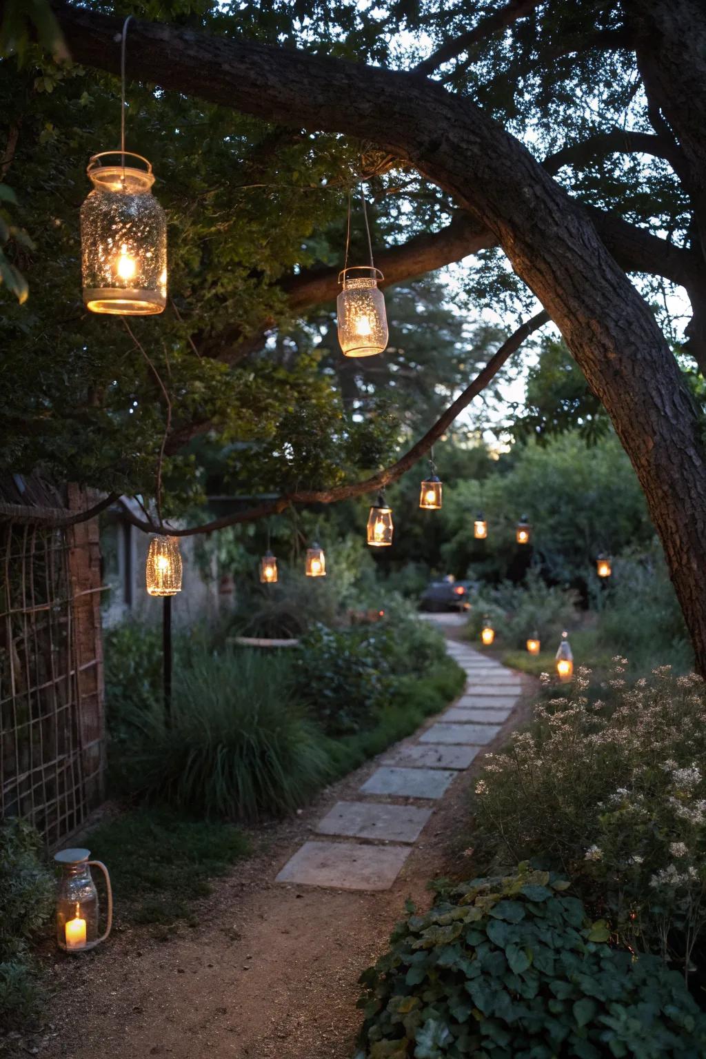 Embrace rustic charm with mason jar lights.