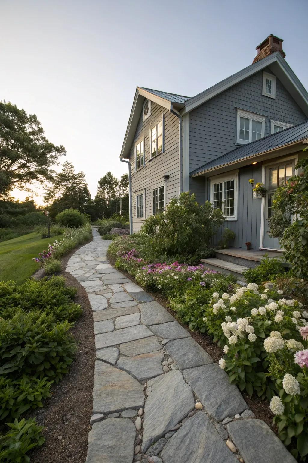 Elegance with a natural stone pathway.