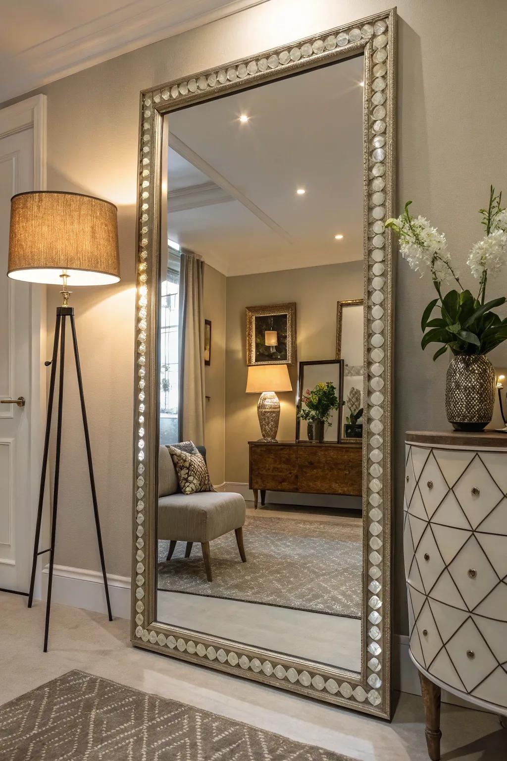 A statement mirror adds light and character to your space.