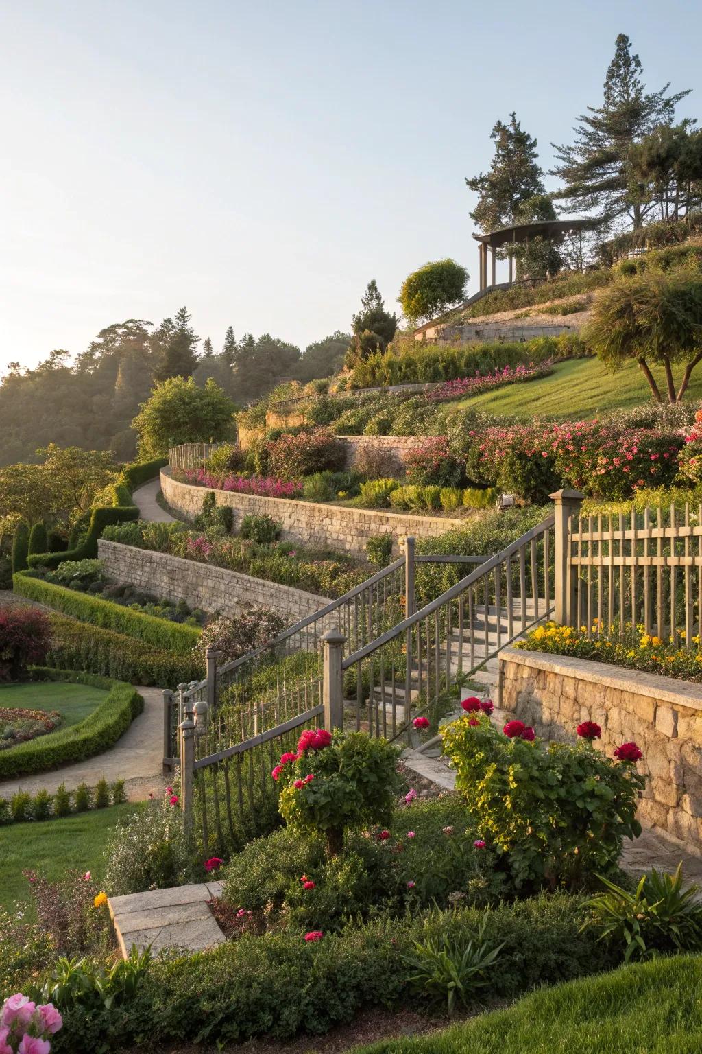 Adding dimension with terraced fence levels.