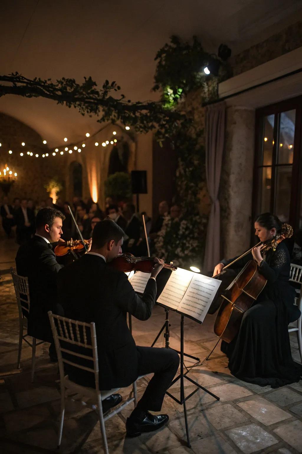 Mystical music enhances the wedding atmosphere.