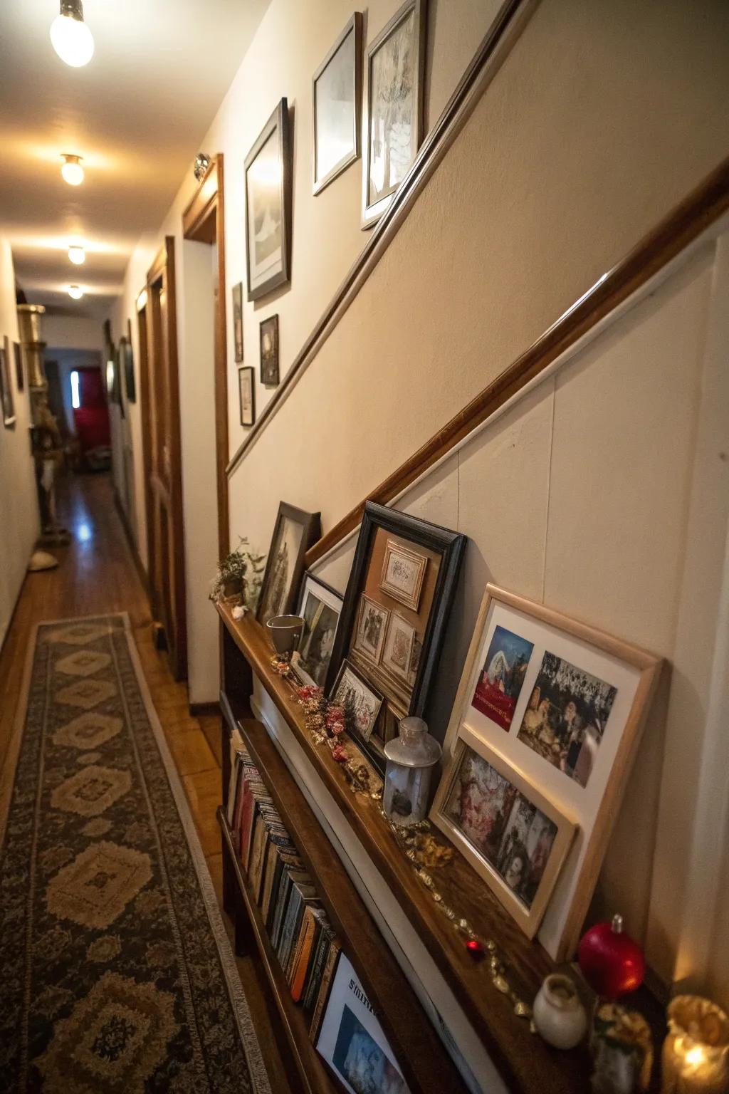 Photo ledges offer flexibility in displaying your collection.