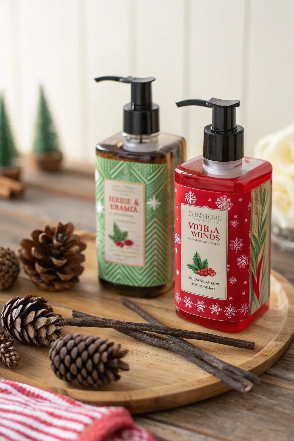 A delightful duo of holiday-scented hand soaps