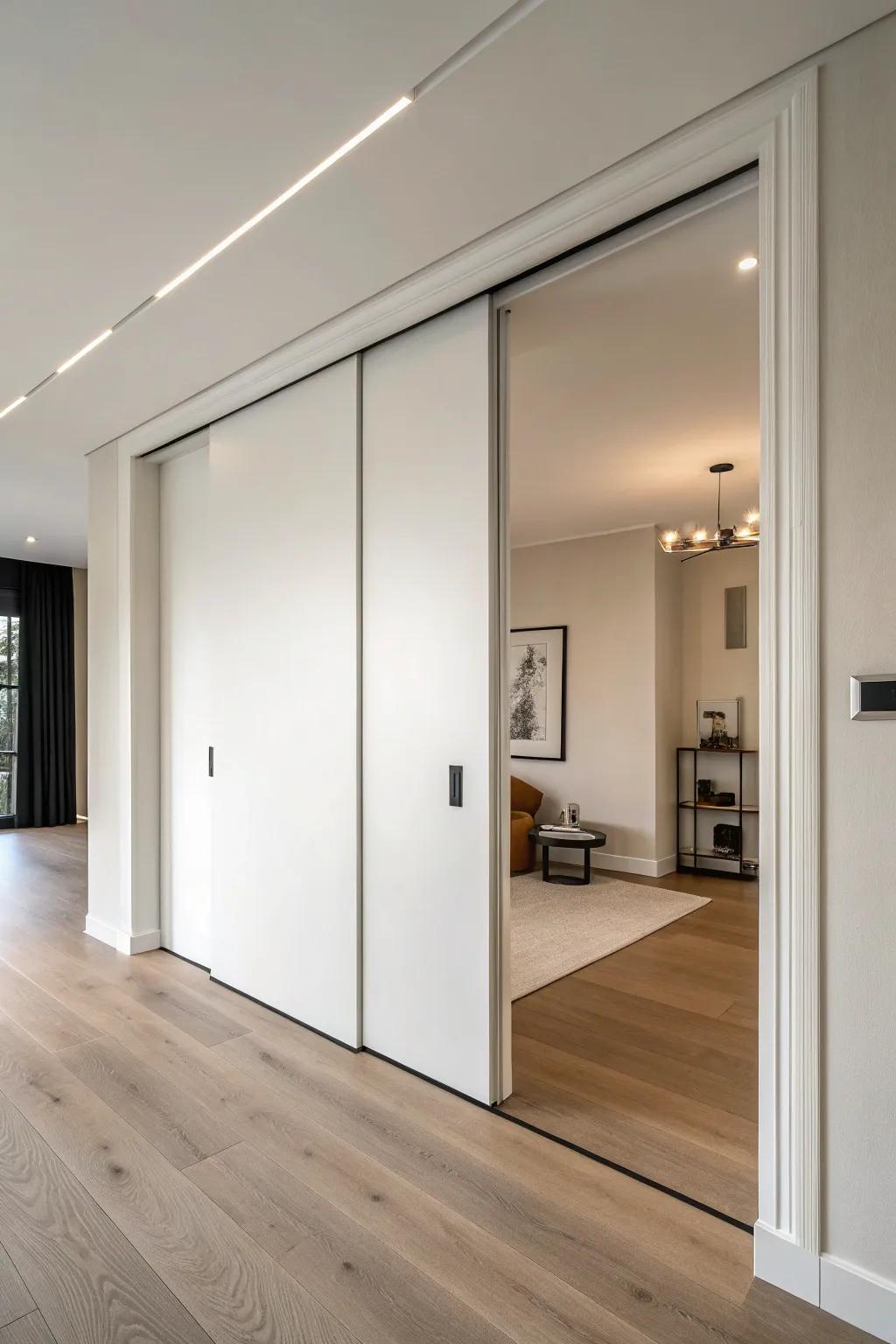 Concealed tracks maintain a seamless and modern look.
