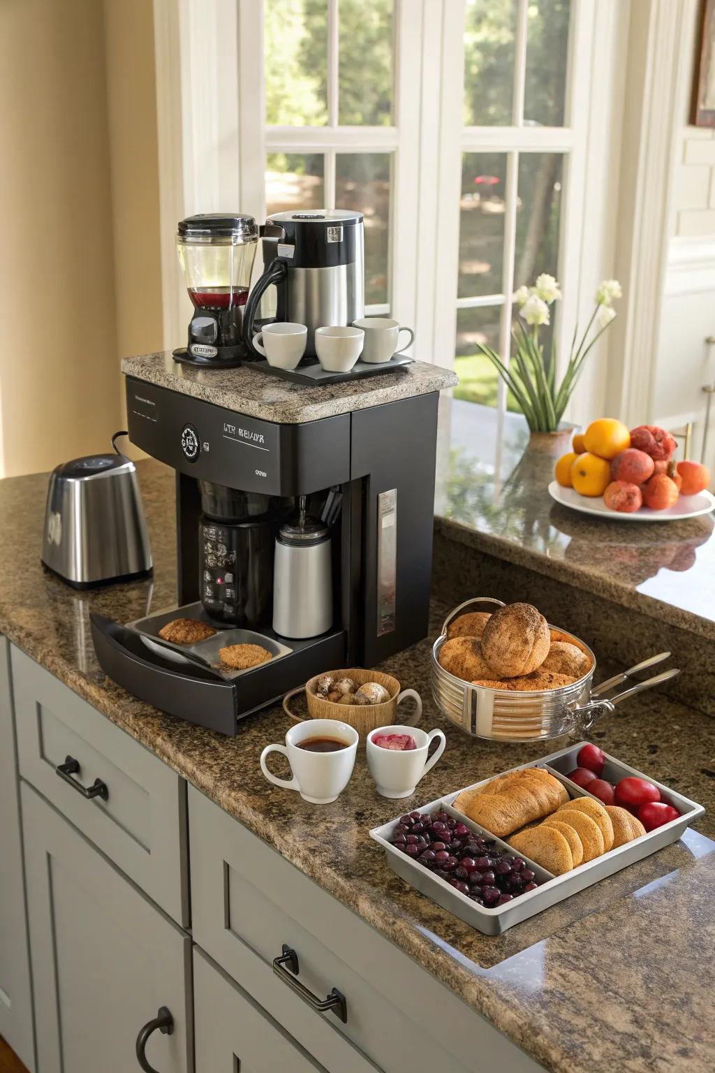 Integrating your coffee station into a multifunctional space maximizes utility.