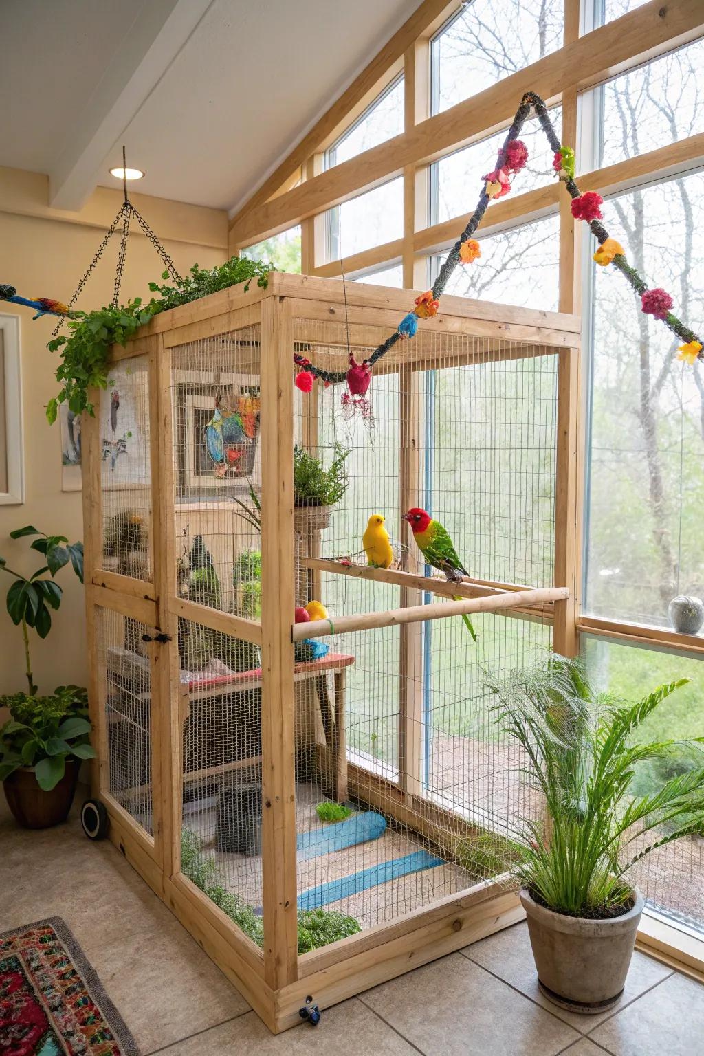 A tailor-made DIY aviary that reflects personal creativity.