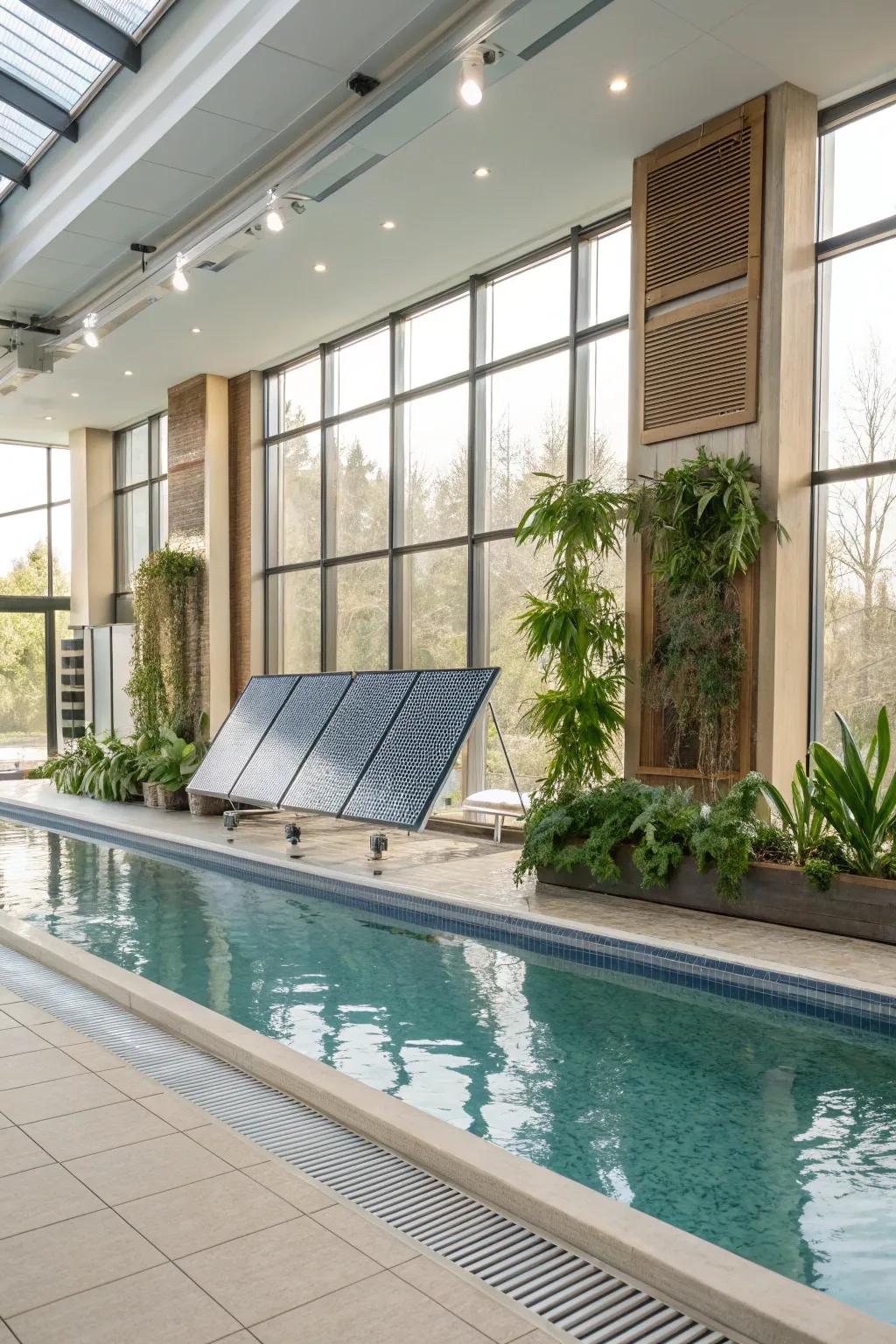 An indoor pool with sustainable heating solutions