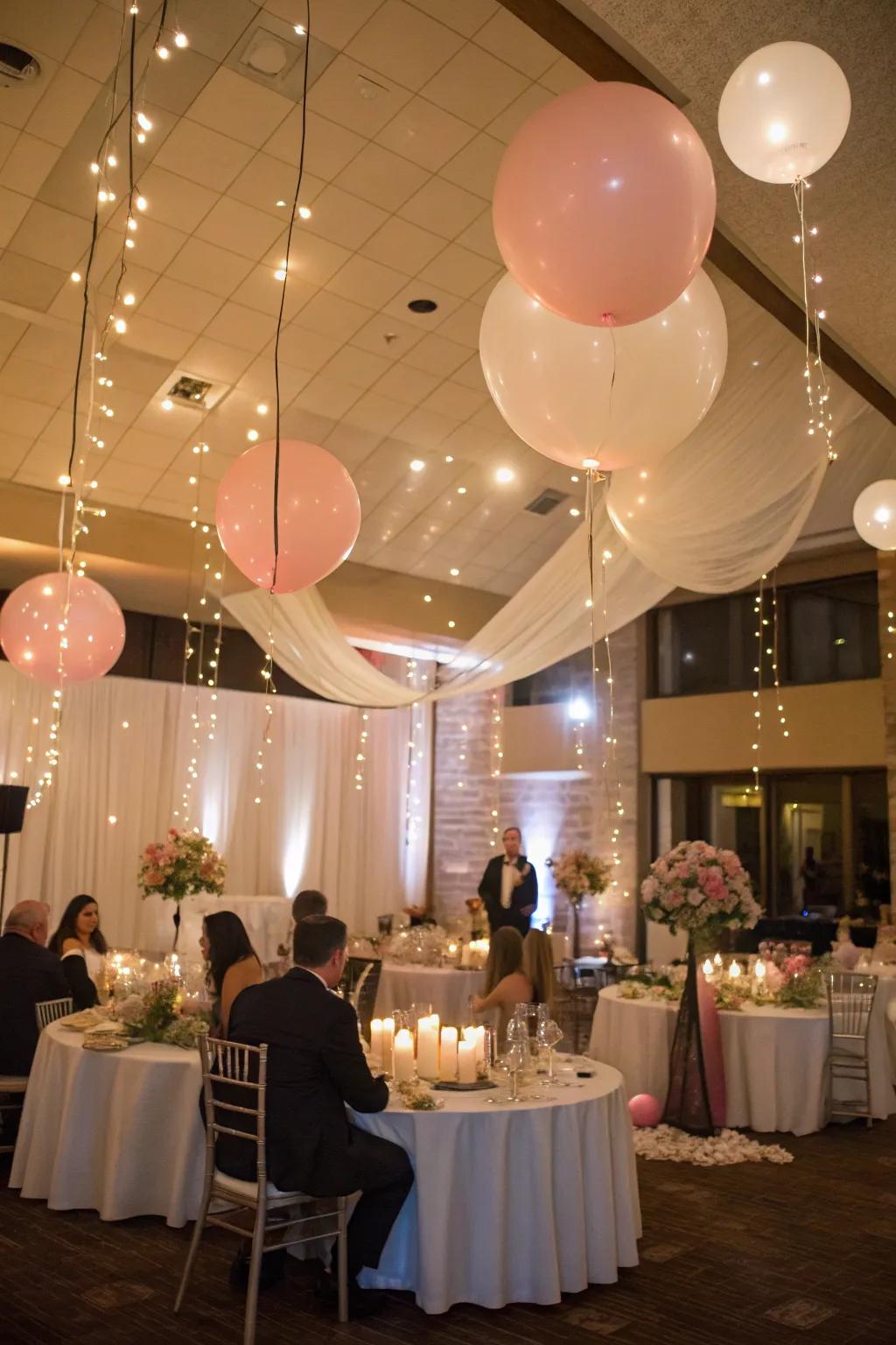 Balloon lights adding a whimsical and delightful touch to the wedding.