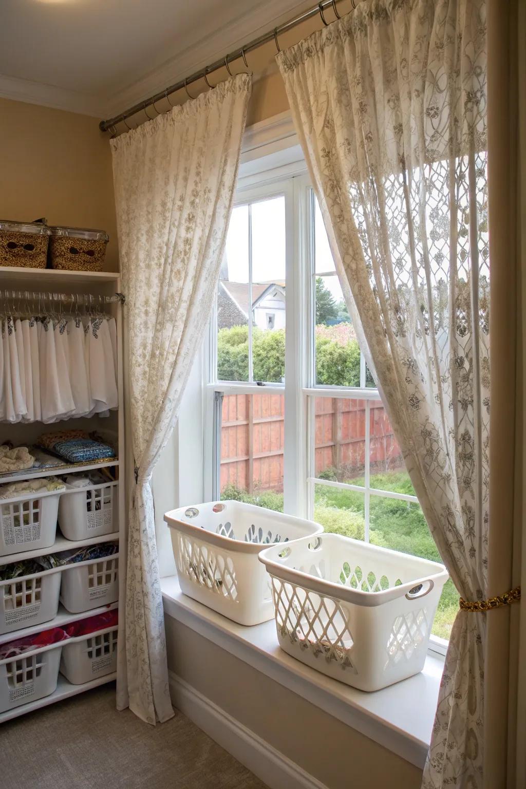 Decorative hardware adds elegance to windows.