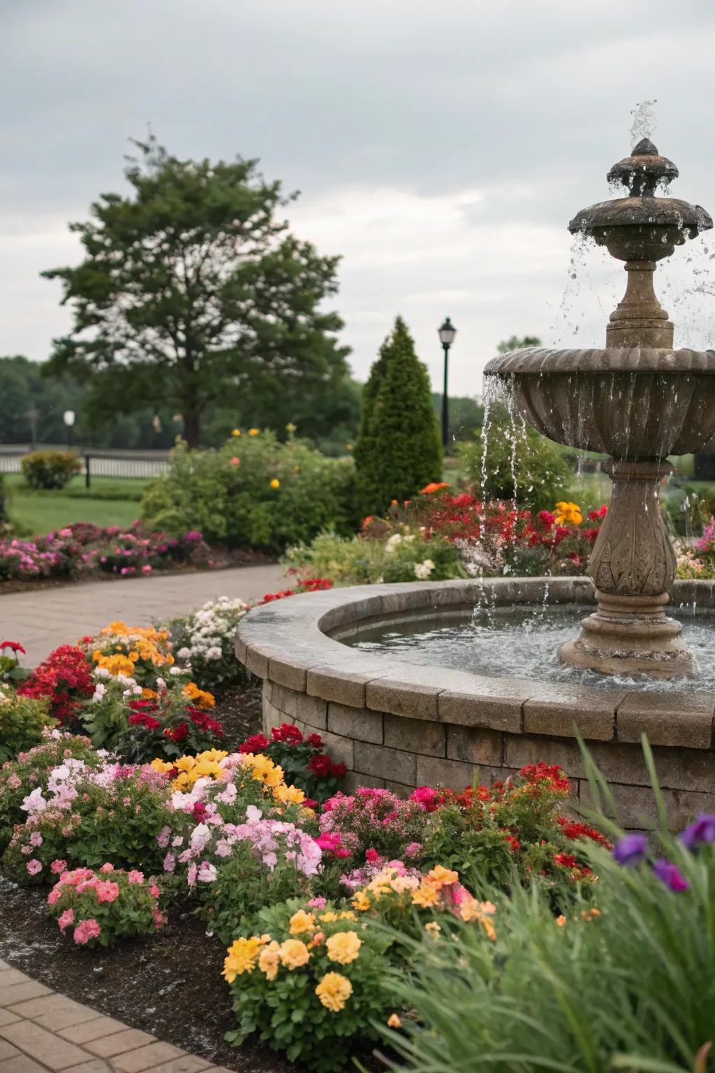 A peaceful retreat with a bubbling water feature.