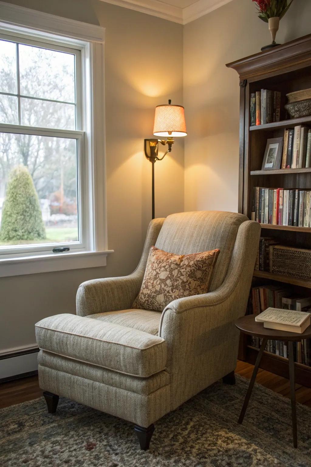 A cozy corner with perfect lighting for relaxation.