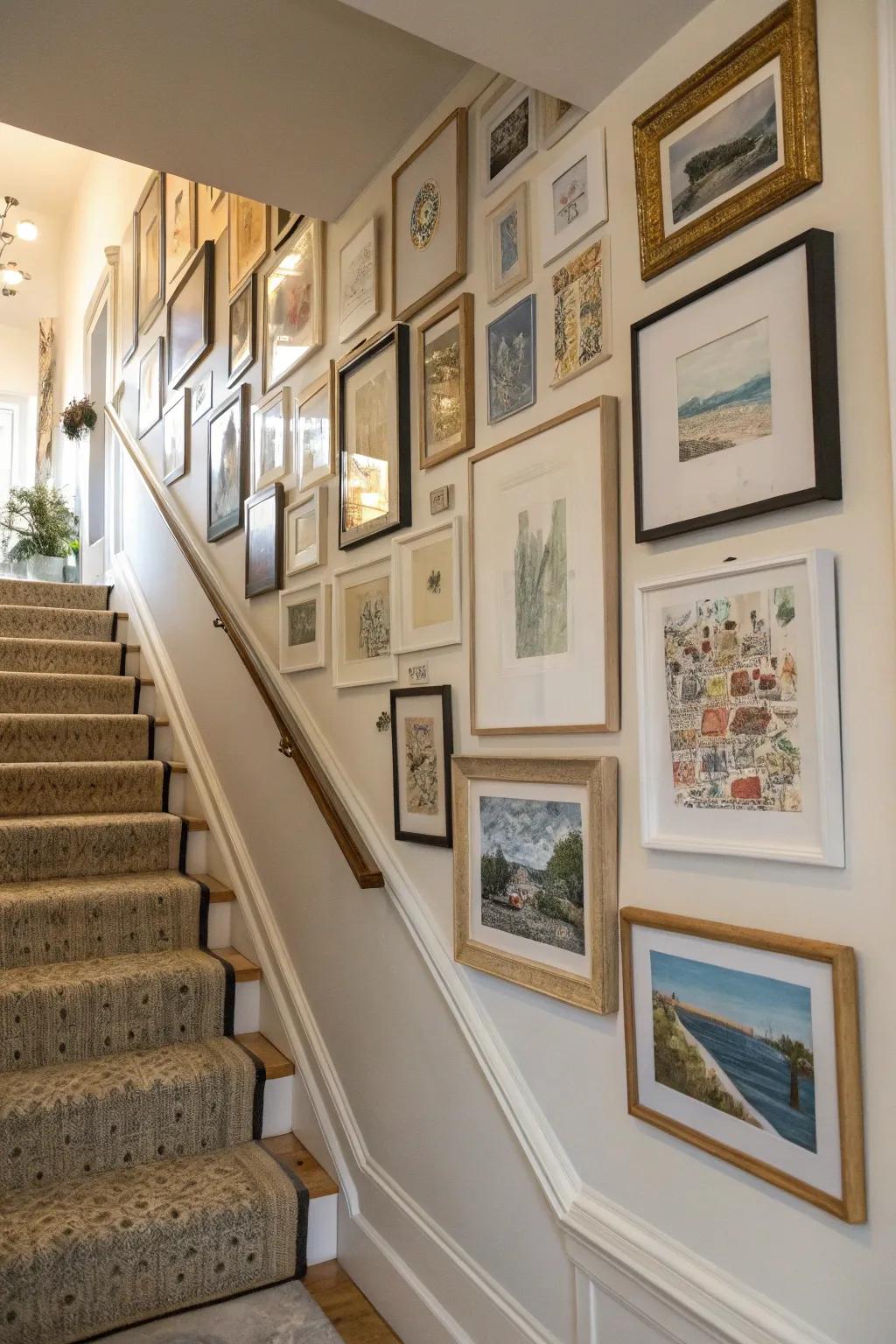 Layering adds depth and dimension to the gallery wall.