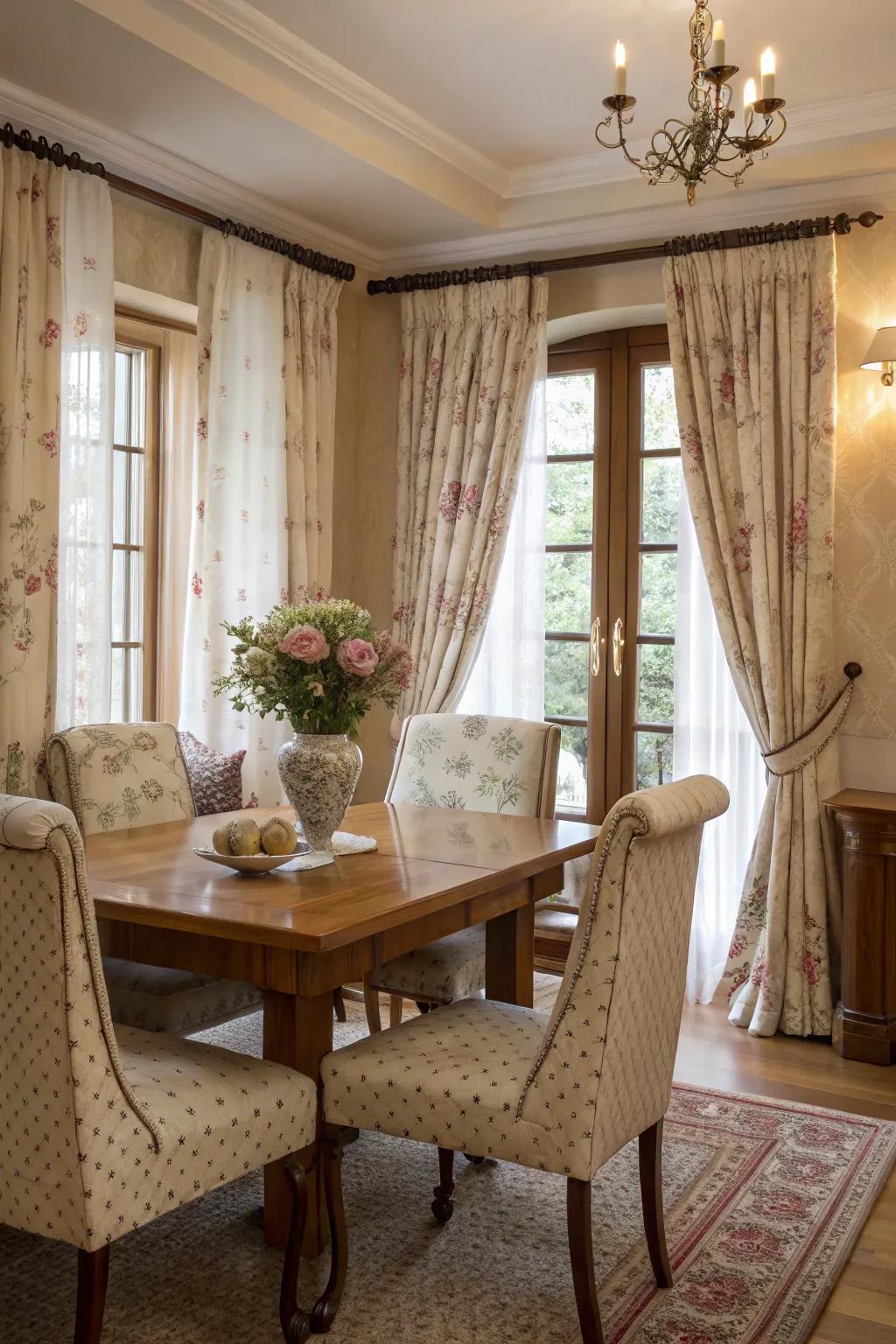 Subtle patterns can enhance your dining room's visual appeal.