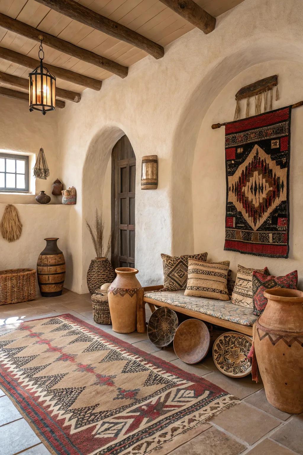Stucco walls add unique texture and character.