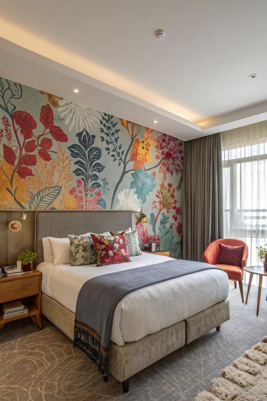 A feature wall adds depth and character to your bedroom.
