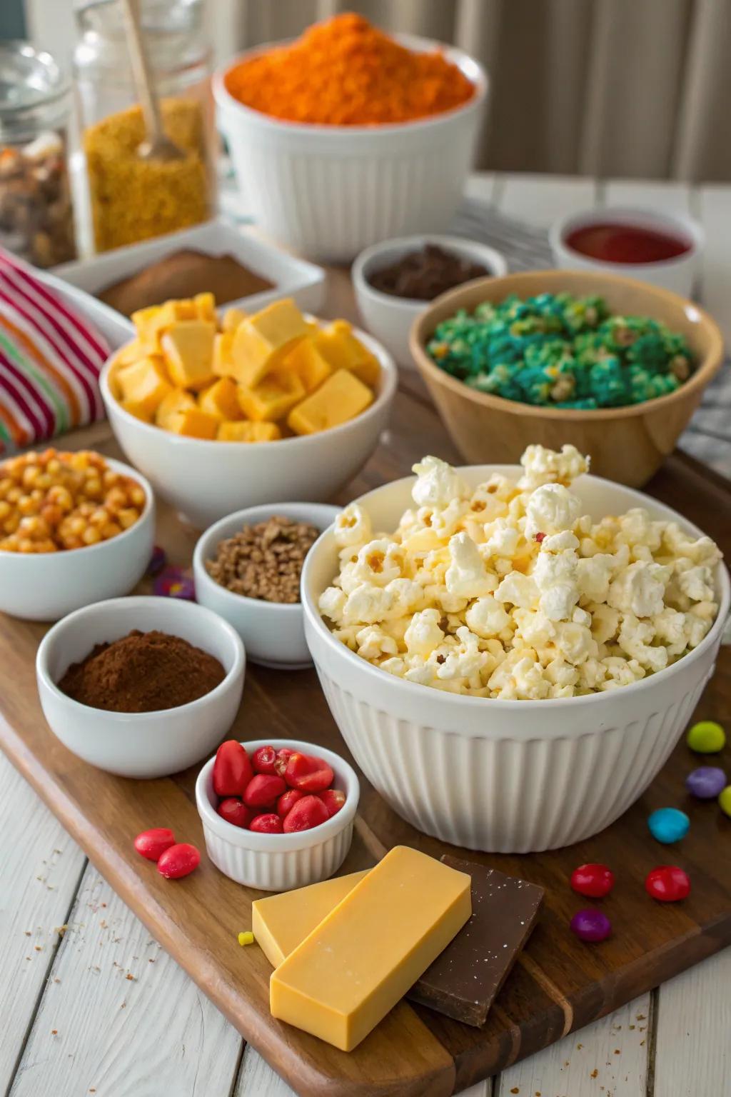 Customize your snack with a DIY popcorn bar.