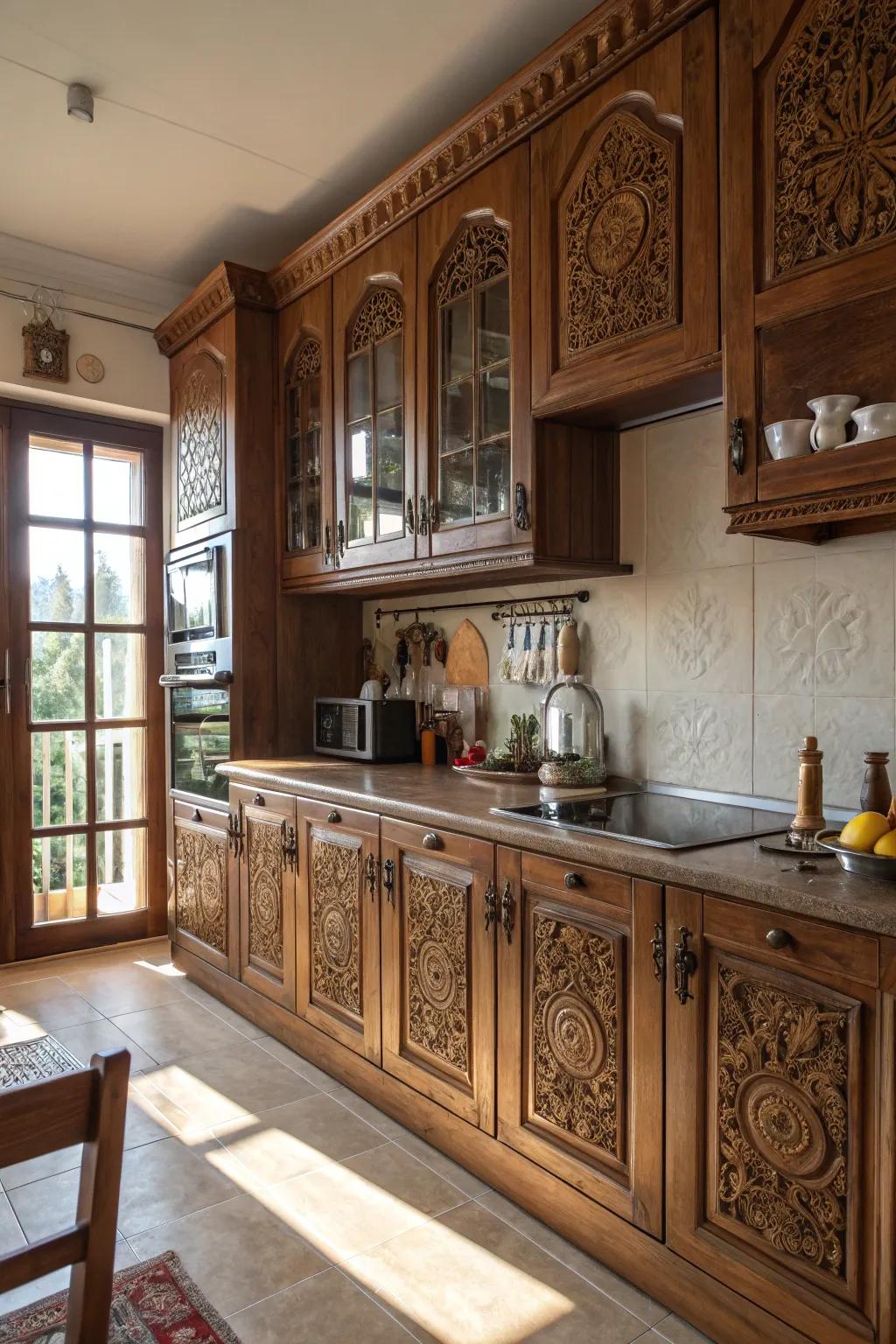 Intricate woodwork adds artisanal elegance.